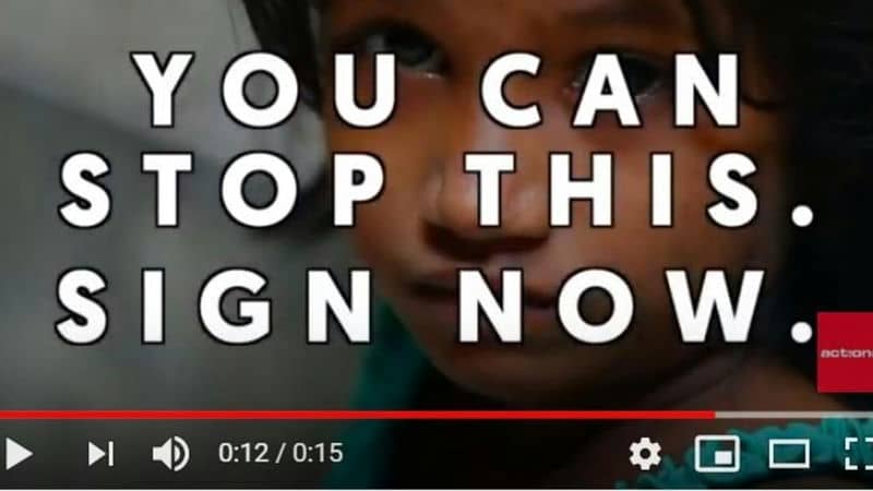 Empowering action: Sign the petition to make a difference. Stop injustice now. Video frame with call to action.