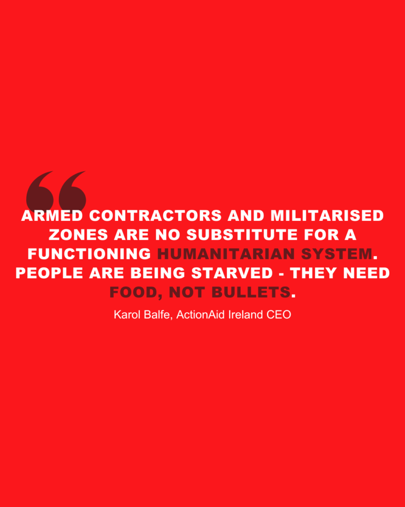 Quote by Karol Balfe on the need for humanitarian aid over military intervention.