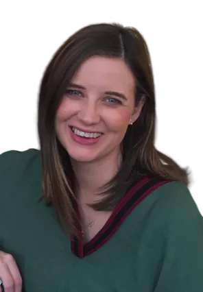 Smiling woman with shoulder-length brown hair in a green top.